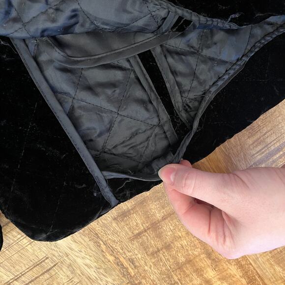 Coldwater Creek Womens Quilted Velvet Jacket L Chore Mandarin Collar Whimsigoth - Picture 16 of 16